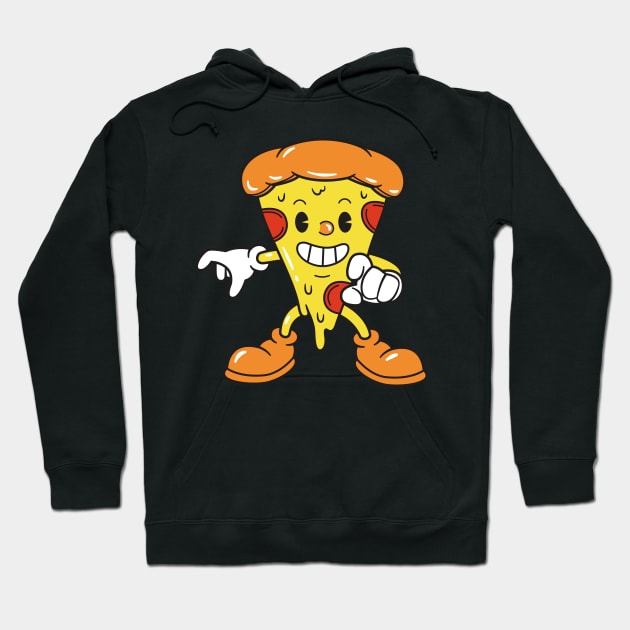 Retro 60s Pizza Cartoon Hoodie by InkyArt